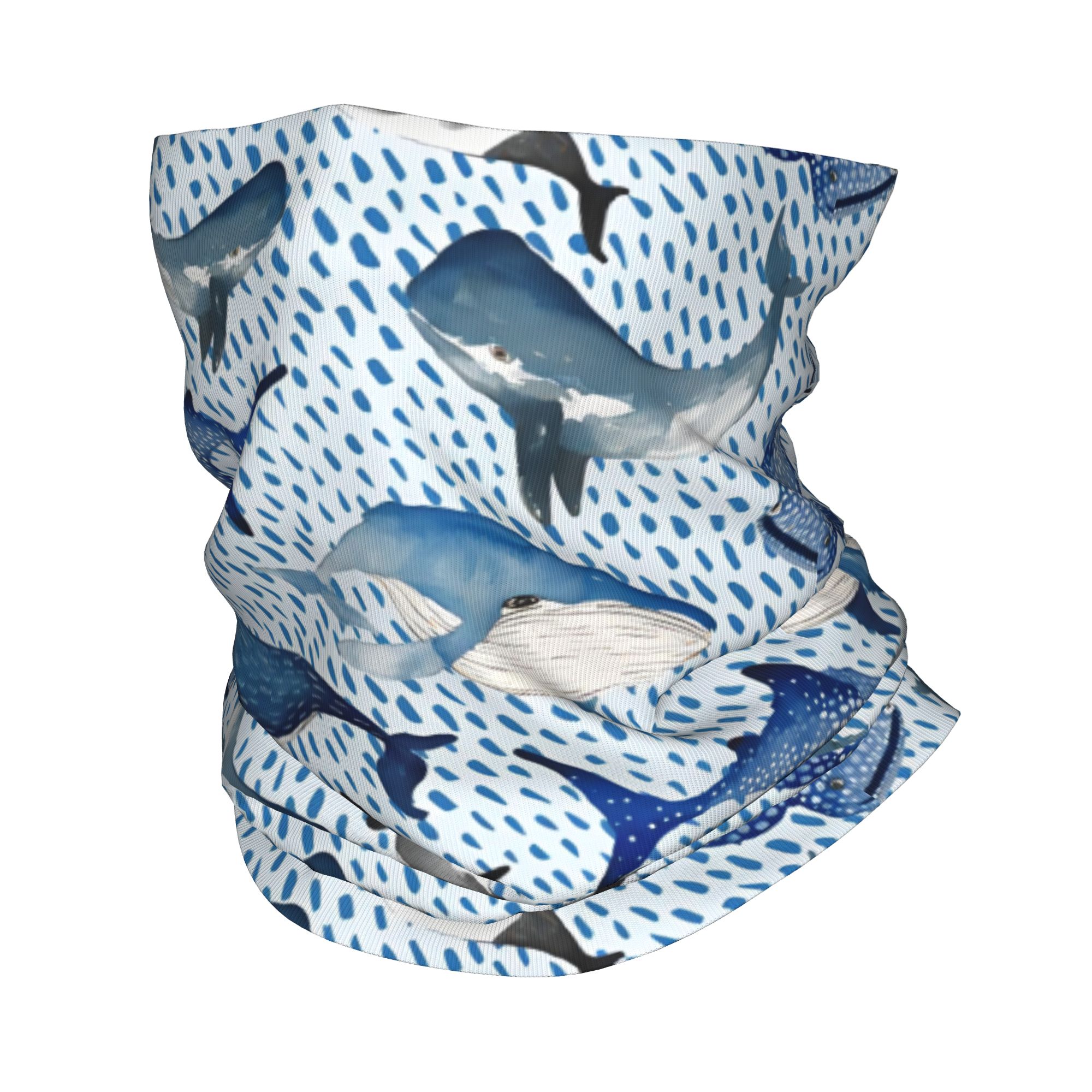 Neck Warmer Tube - Custom Blue Watercolour Shark Winter Headband