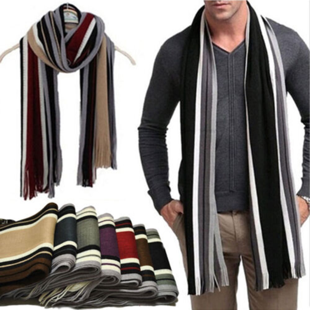 Cashmere Men Striped Scarf Fas - огляд і ціна Muffler Men Wool