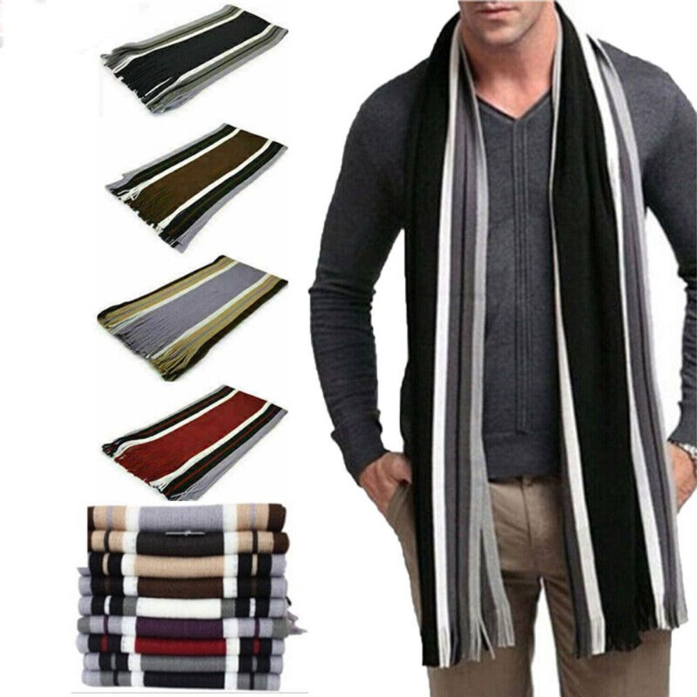 Cashmere Men Striped Scarf Fas - огляд і ціна Muffler Men Wool
