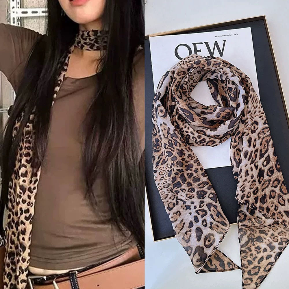 Leopard Small Long Silk Scarf  - огляд і ціна Silk Neck Scarf