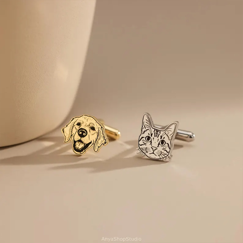 Custom Pet Portrait Cufflinks  - огляд і ціна Tie Clip Silver
