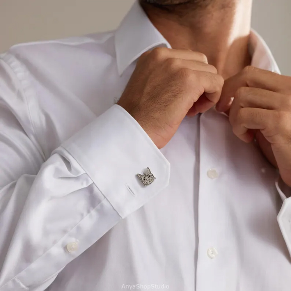 Custom Pet Portrait Cufflinks  - огляд і ціна Tie Clip Silver