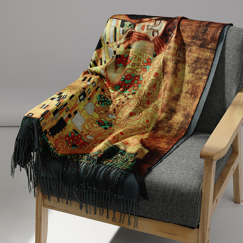 Luxury Brand Oil Painting Cash - огляд і ціна Woven Scarf Blanket